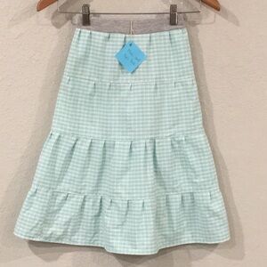 Skirt Girl 6 100% Cotton Green Teal‎ Ruffle Tiered Checkered Mom and Pop’s Kids